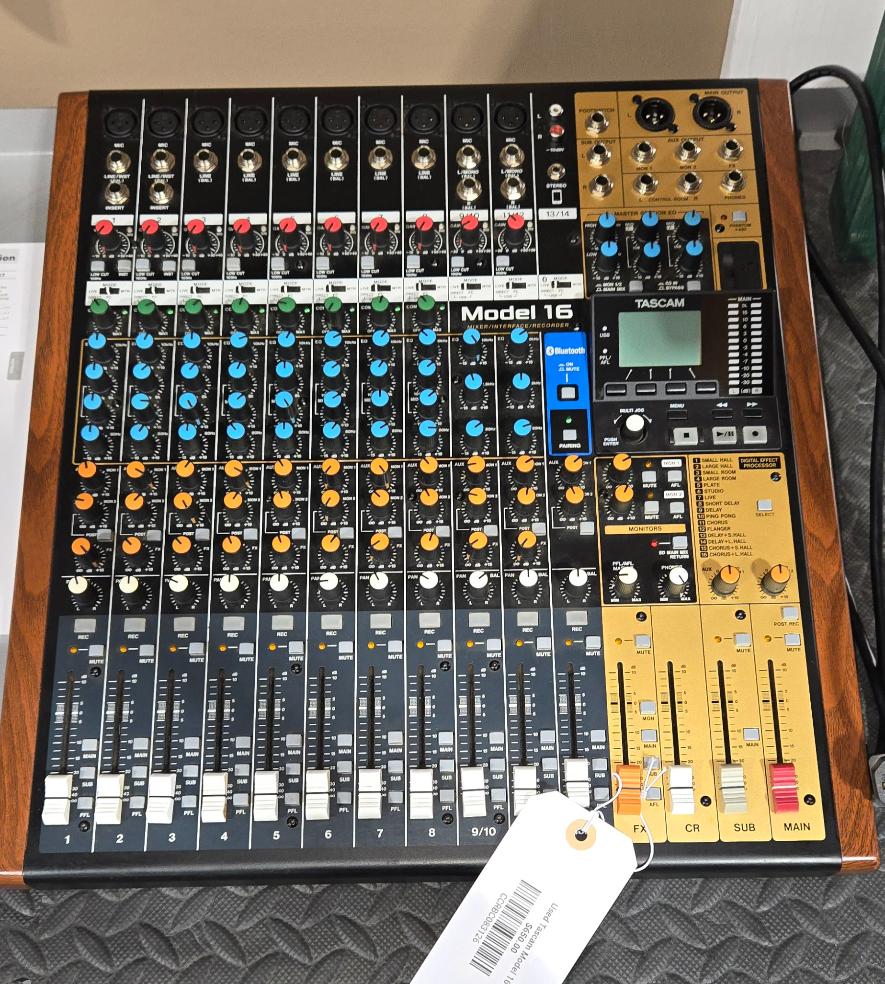Used Tascam Model 16 Powered Mixing Board With Bluetooth