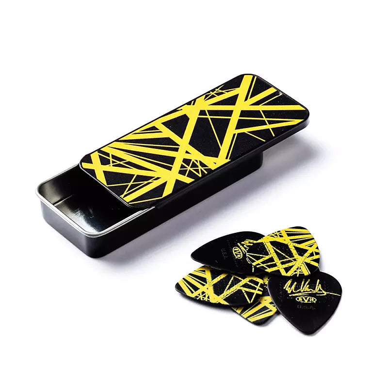 Dunlop Max Grip Eddie VanHalen Pick Tin(Yellow/black) .60