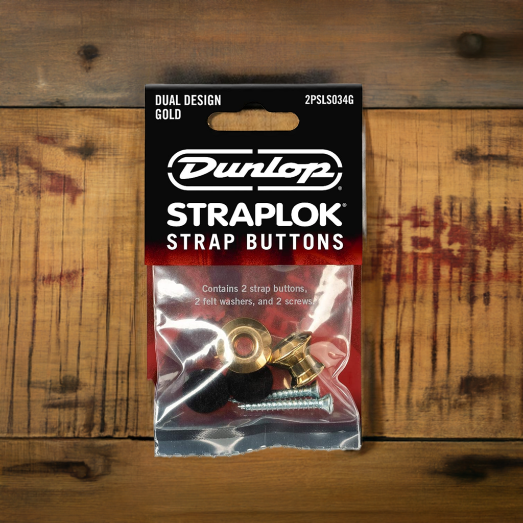 Dunlop Straplok Strap Buttons Gold Tone