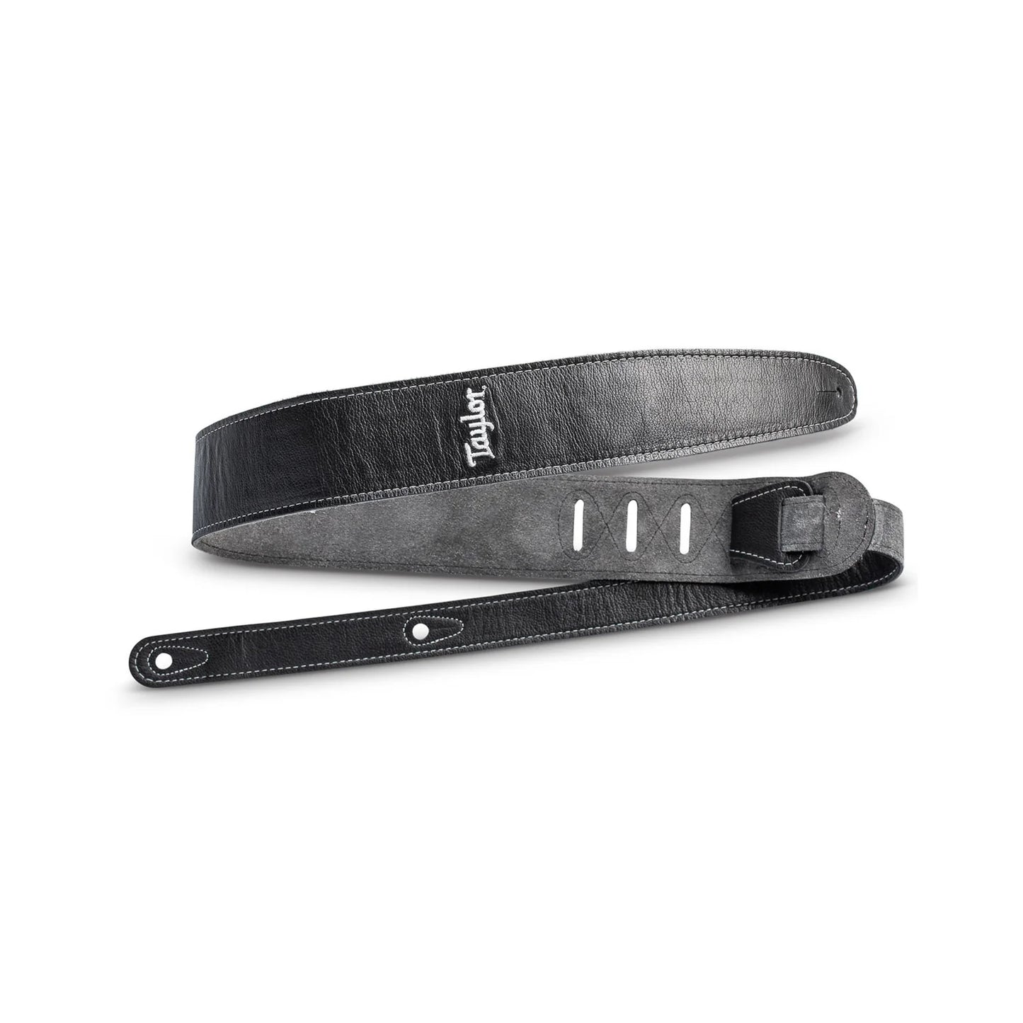 Taylor 2.5" Black Leather Guitar Strap - Black, Suede Back