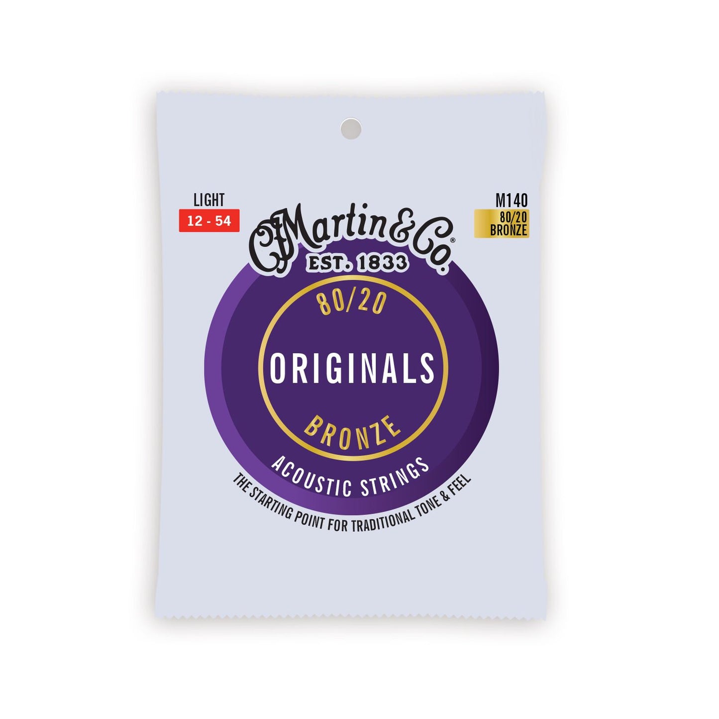 Martin M140 80/20 Bronze Originals 12-54 Light Acoustic Guitar Strings