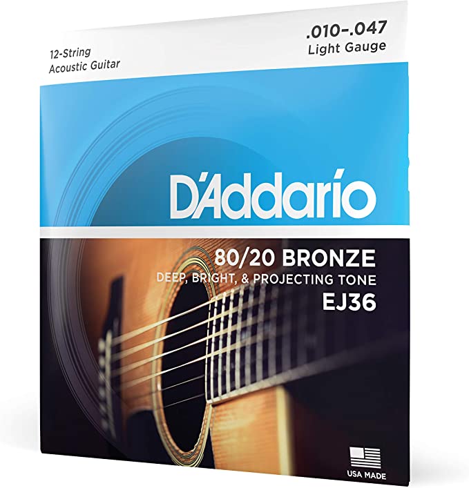 D'Addario 12-String Acoustic Light Strings .010-.047 EJ36