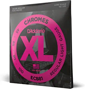 D'Addario Regular Light Gauge ECB81 Flat Wound Bass Strings 45/100