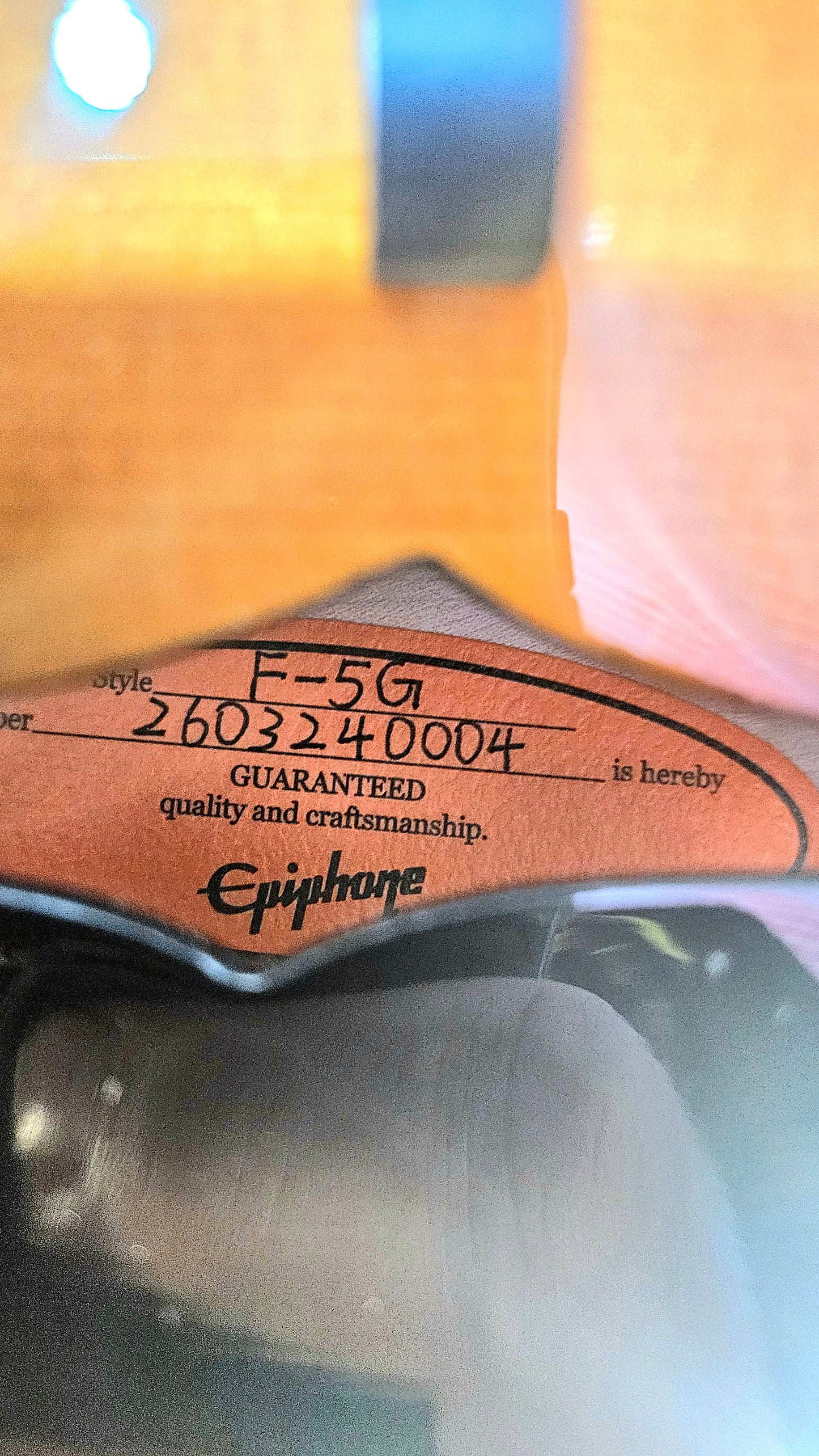 Epiphone F-5G Mandolin With Hard Case