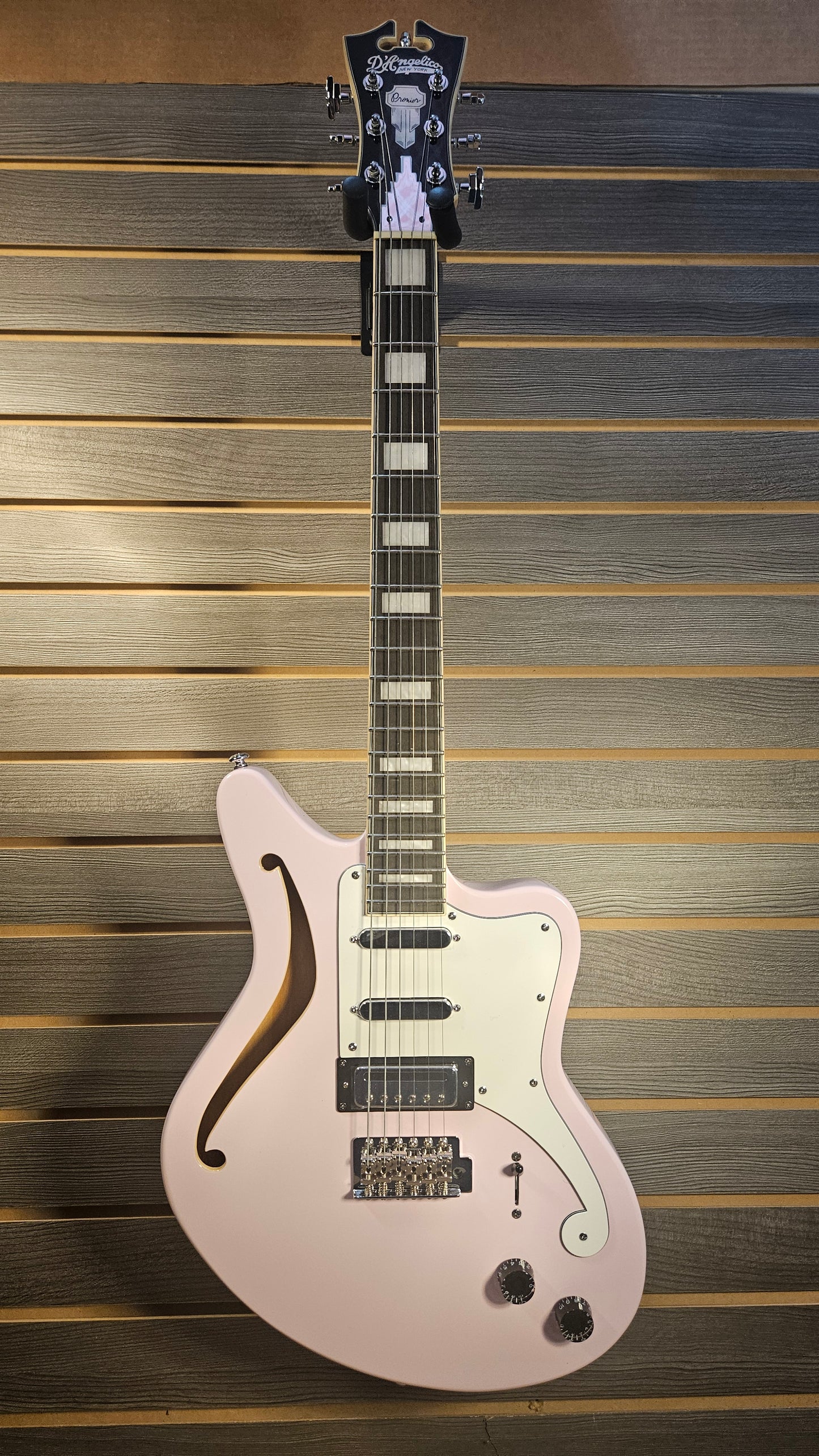 Used D'Angelico Premier Series Electric Guitar In Pink With Gig Bag