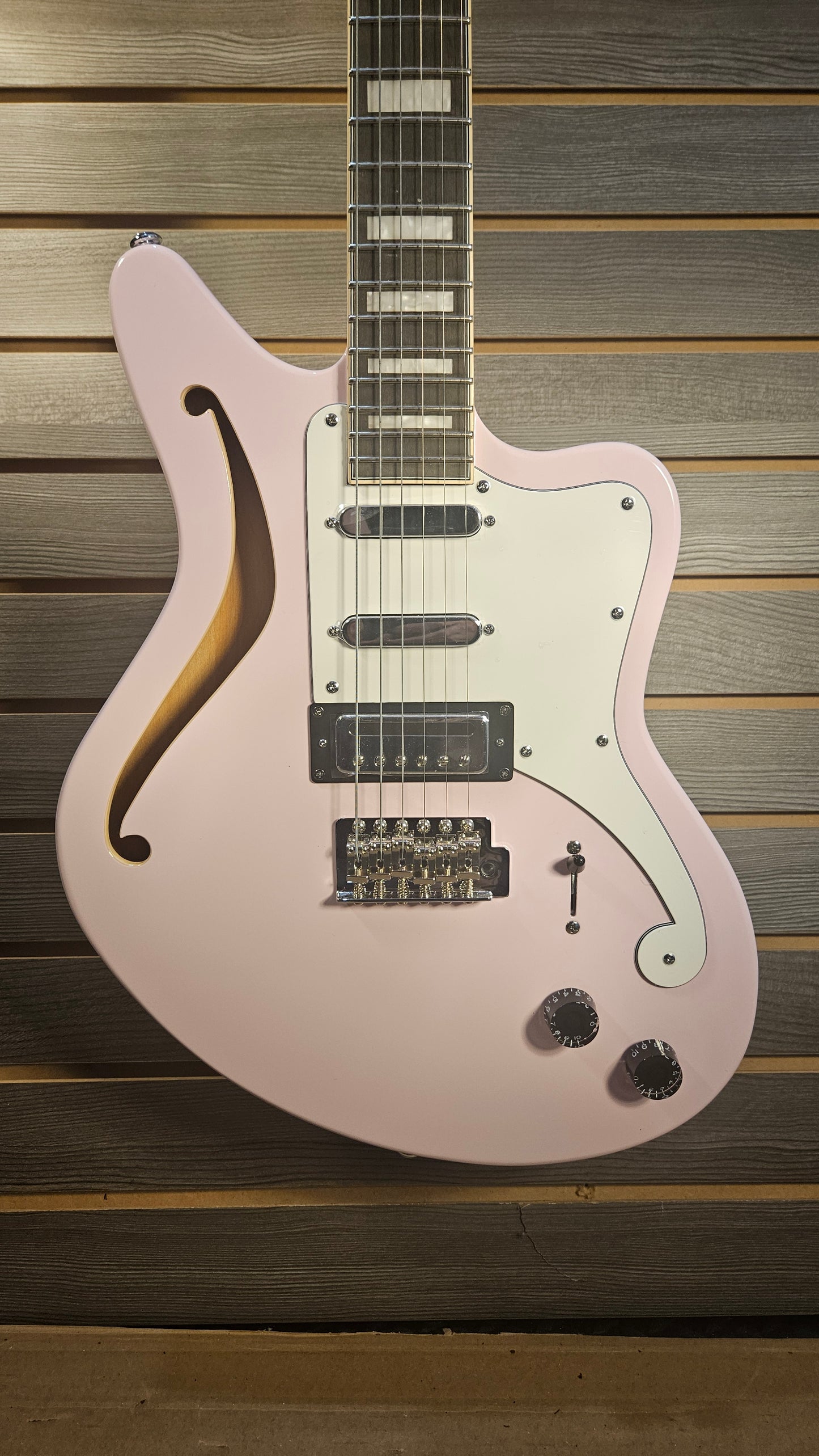 Used D'Angelico Premier Series Electric Guitar In Pink With Gig Bag