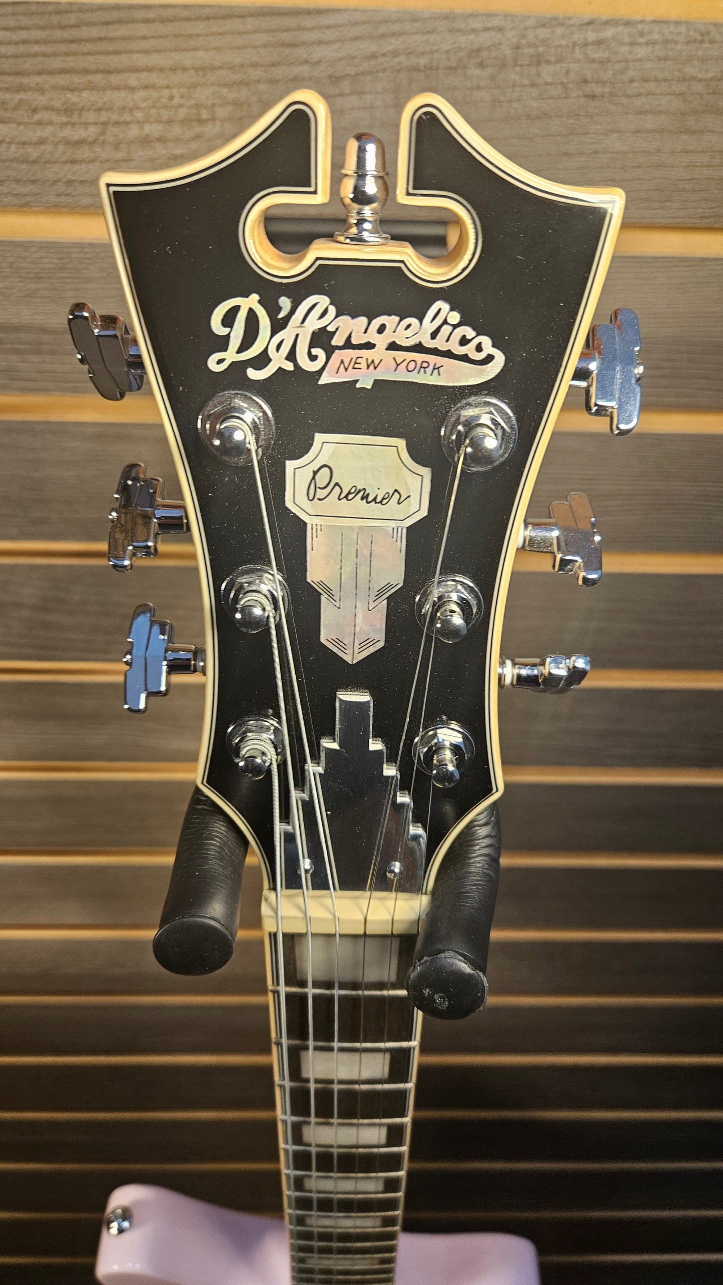 Used D'Angelico Premier Series Electric Guitar In Pink With Gig Bag