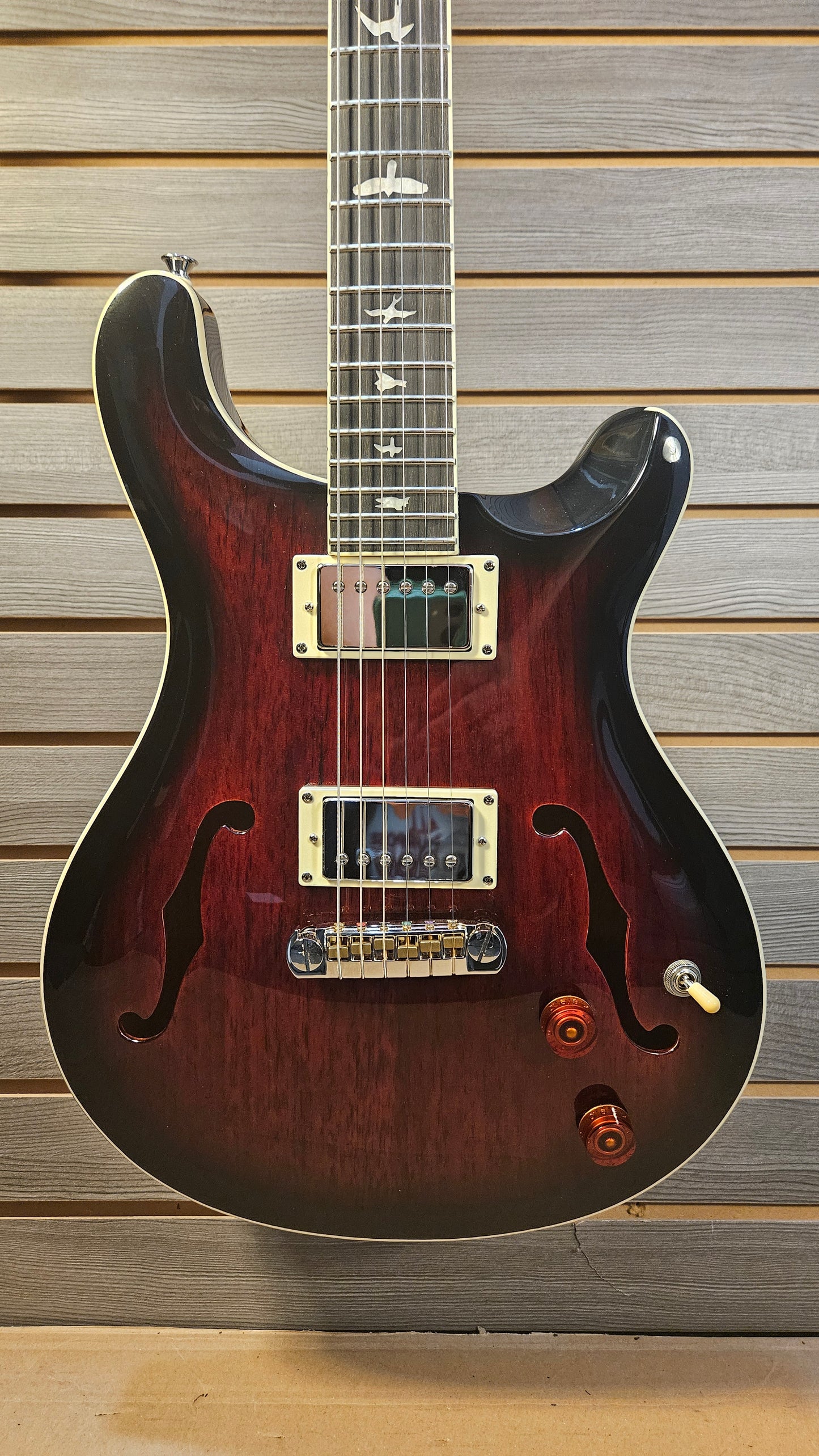 Used PRS SE Hollow Body Fired Red Burst With Hard Case