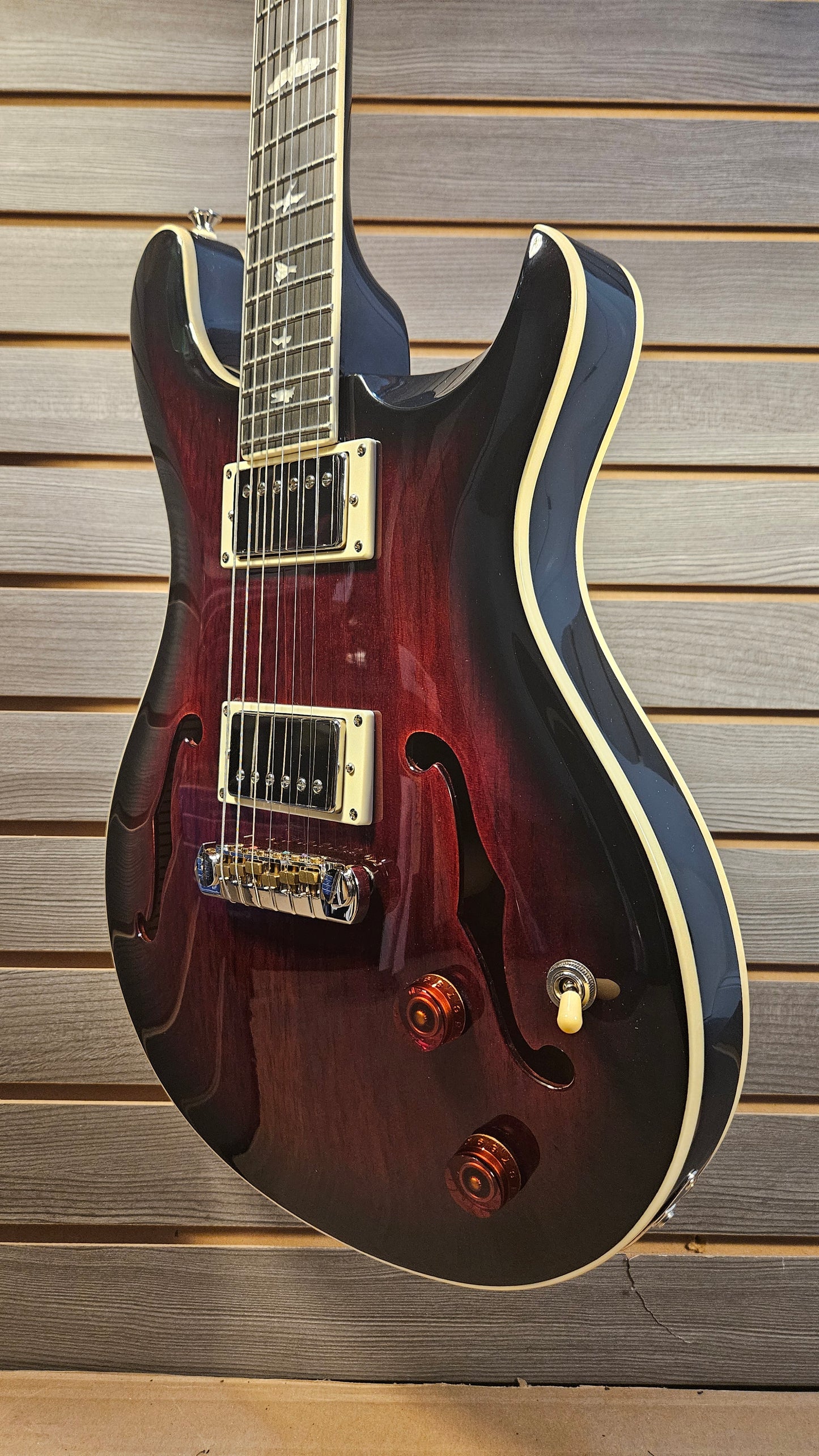 Used PRS SE Hollow Body Fired Red Burst With Hard Case