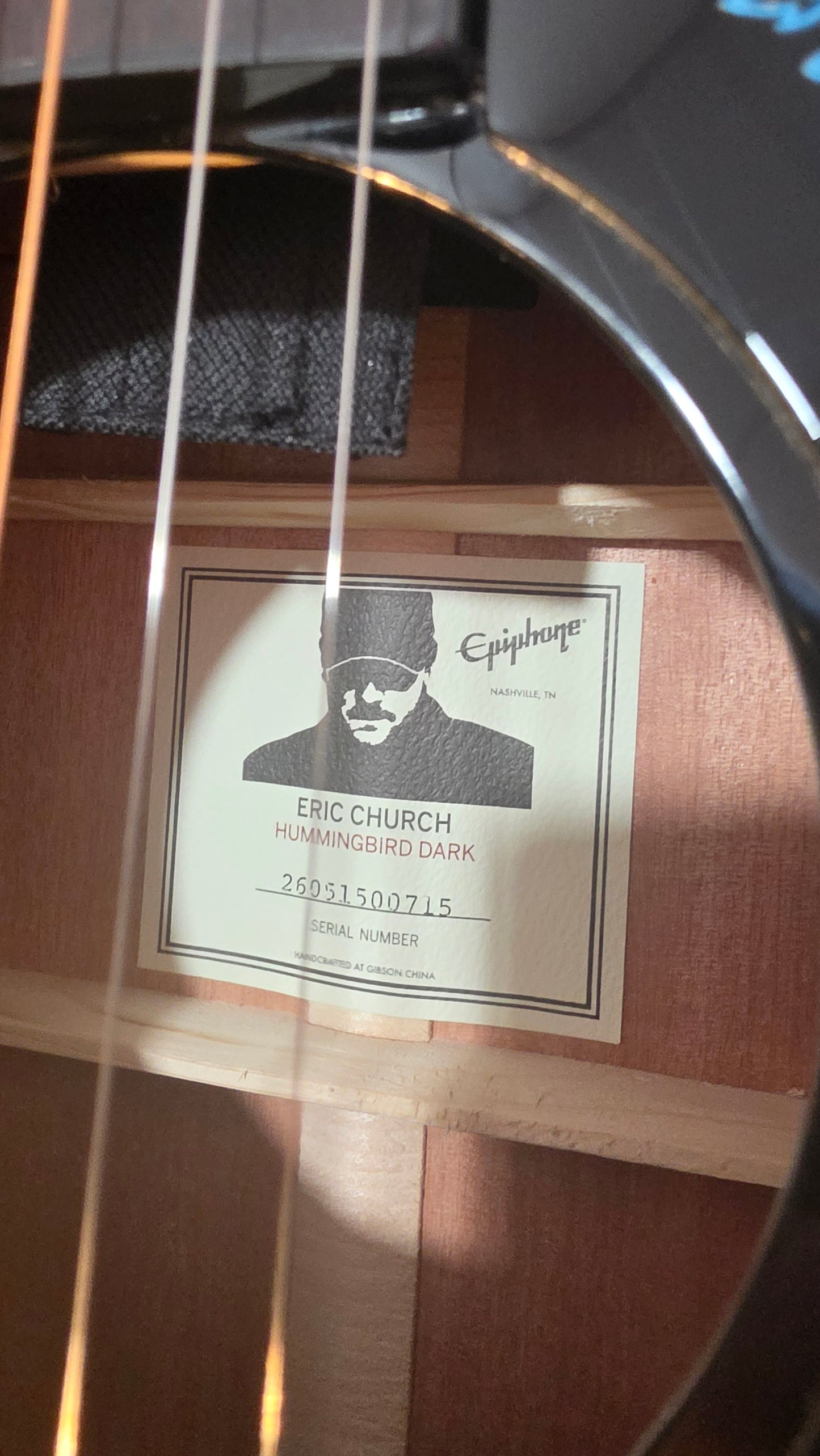 Epiphone Hummingbird Eric Church Signature With Hard Case