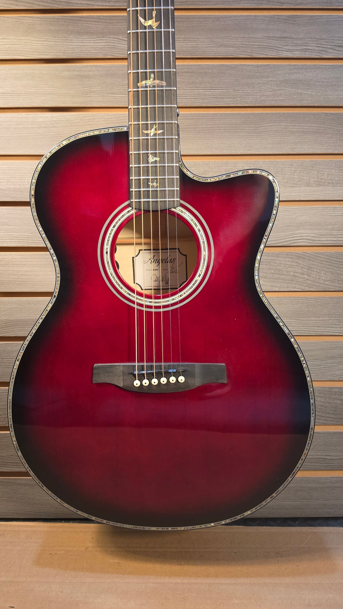 Used PRS Se A50E Cutaway Acoustic Eclectric Fire Red Burst