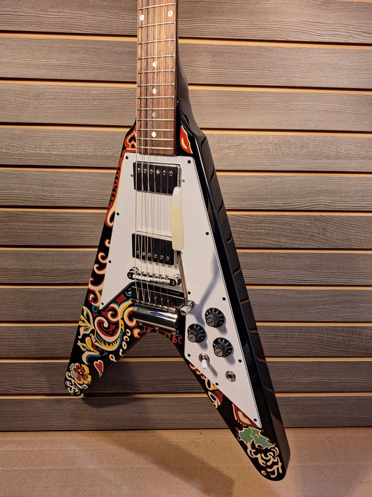 Epiphone Jimi Hendrix "Love Drops" Flying V Electric Guitar Ebony