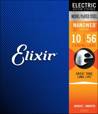 Elixir Nickel Plated Steel Nano Web Electric Guitar Strings 7 String 10/56