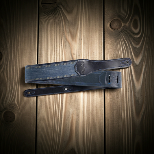 Taylor Strap Blue Denim Navy Leather Edge 2.5"