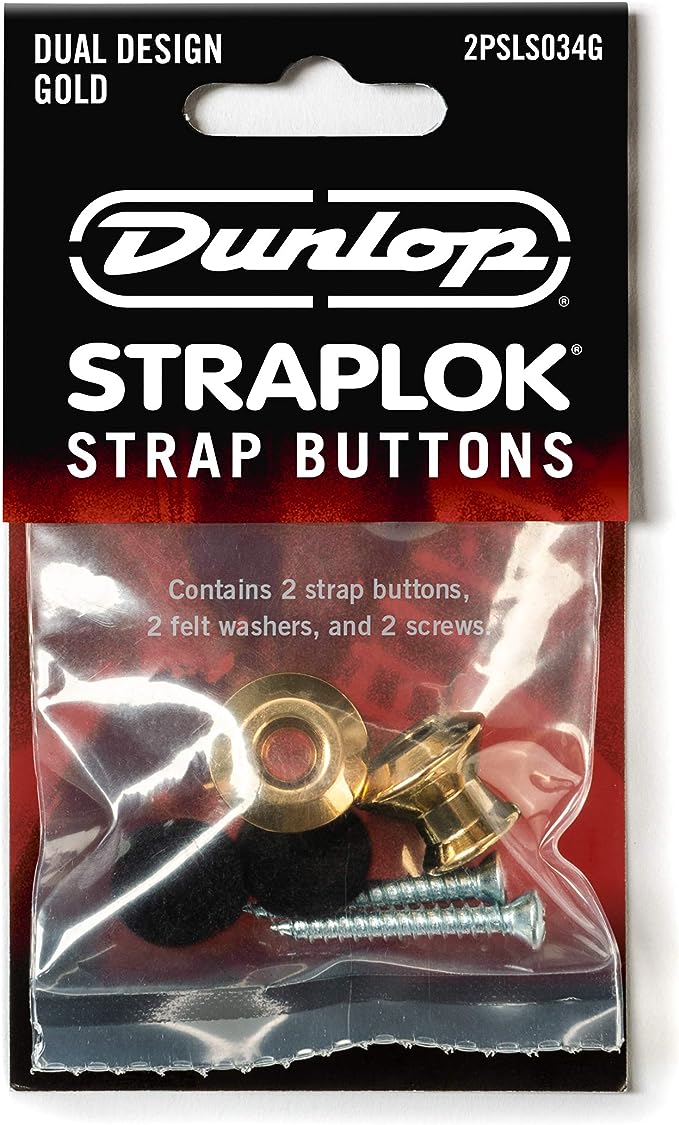 Dunlop Straplok Strap Buttons Gold Tone