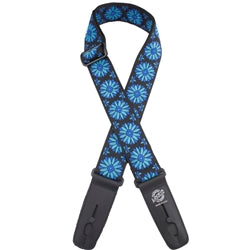 Lock-It Jacquard Blue Flowers Guitar Strap