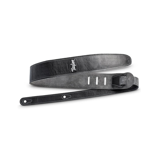 Taylor 2.5" Black Leather Guitar Strap - Black, Suede Back
