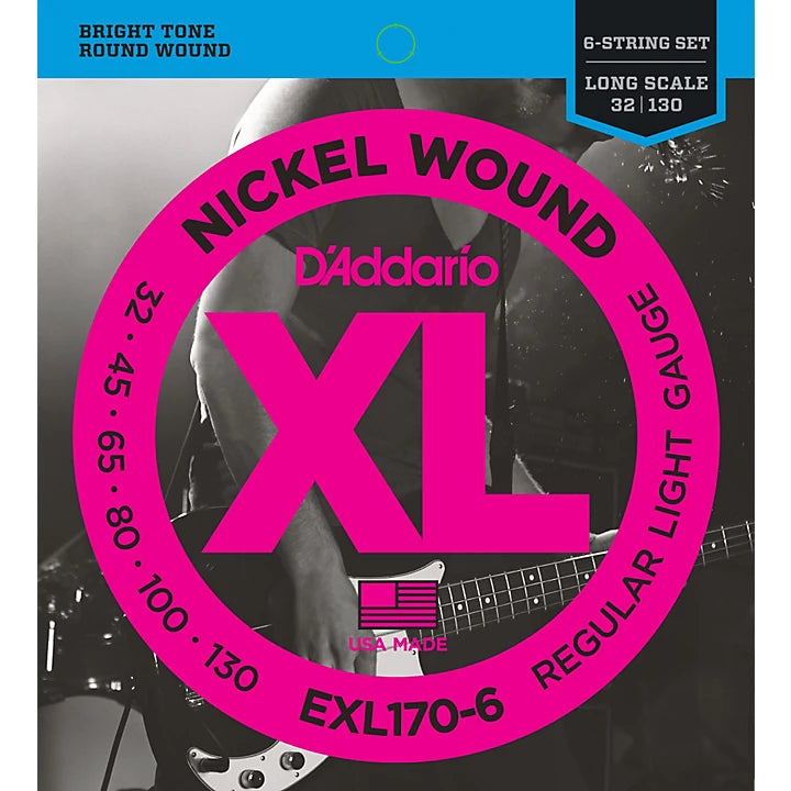 D'Addario Nickel Wound EXL 170-6 6 STRING 32/130 Bass Strings